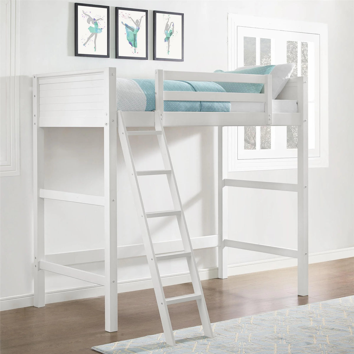Lit mezzanine simple Your Zone Kiarah avec échelle, blanc