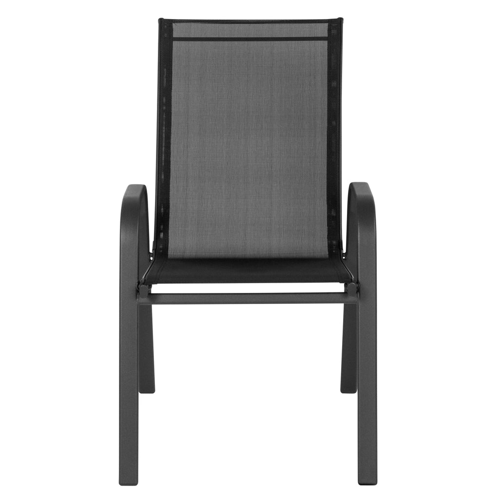 Lot de 5 chaises d’extérieur empilables BizChair noires avec matériau Flex Comfort et structure en métal