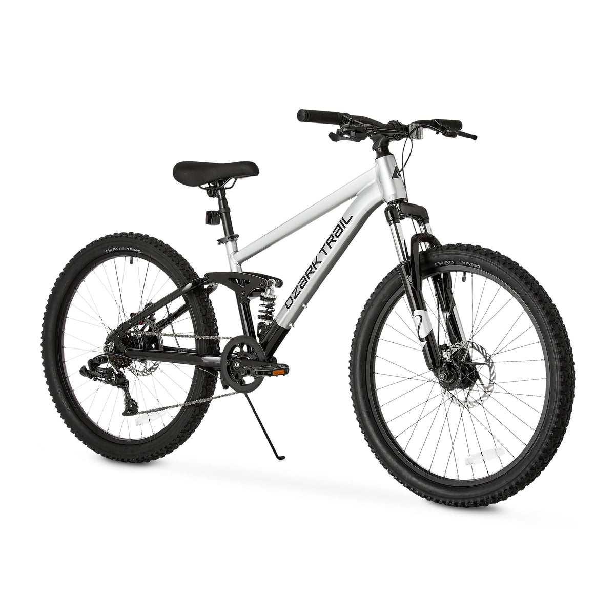 24 Ozark Trail FS.1 Epictrail Vélo tout-terrain à suspension intégrale, Pour adolescents et adultes, Tailles entre 4'6-5'6, Argent