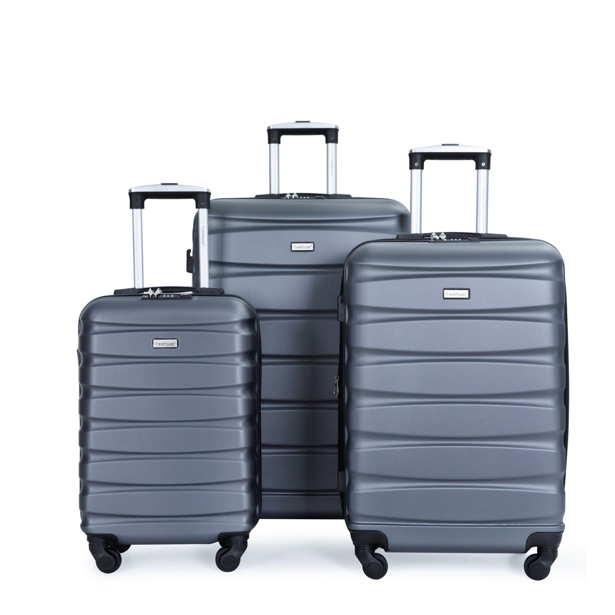 Ensemble de 3 valises Travelhouse, valises rigides légères et extensibles avec serrure TSA et roulettes pivotantes, 20/24/28 pouces (gris)