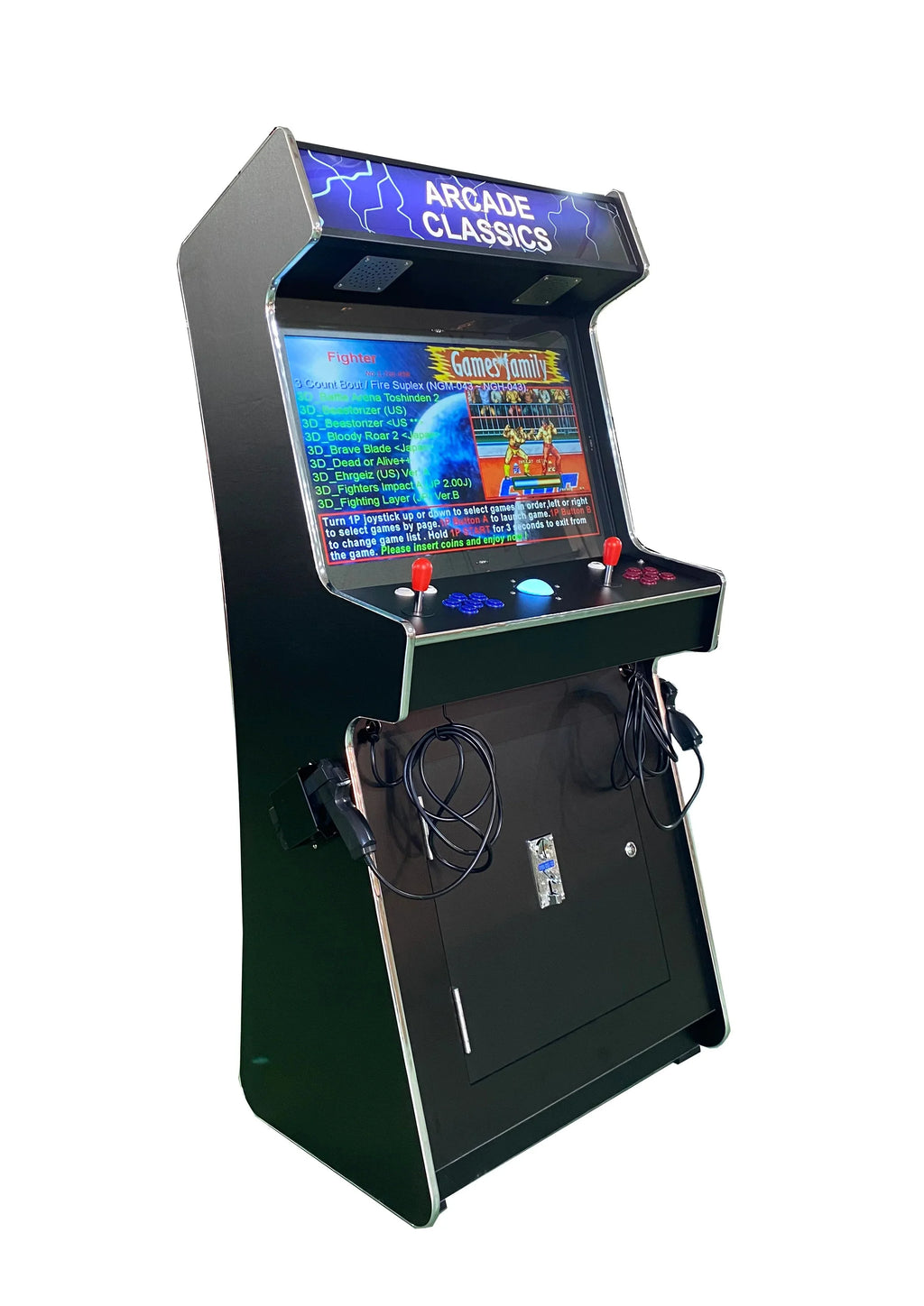 Bornes d'arcade debout pour 2 joueurs avec 2 pistolets, 4 600 jeux, borne rétro verticale multijour noire