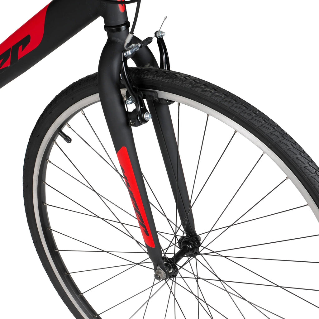 Vélo hybride Hyper Brand Bicycle 700c Spin Fit pour homme, noir et bleu, adulte