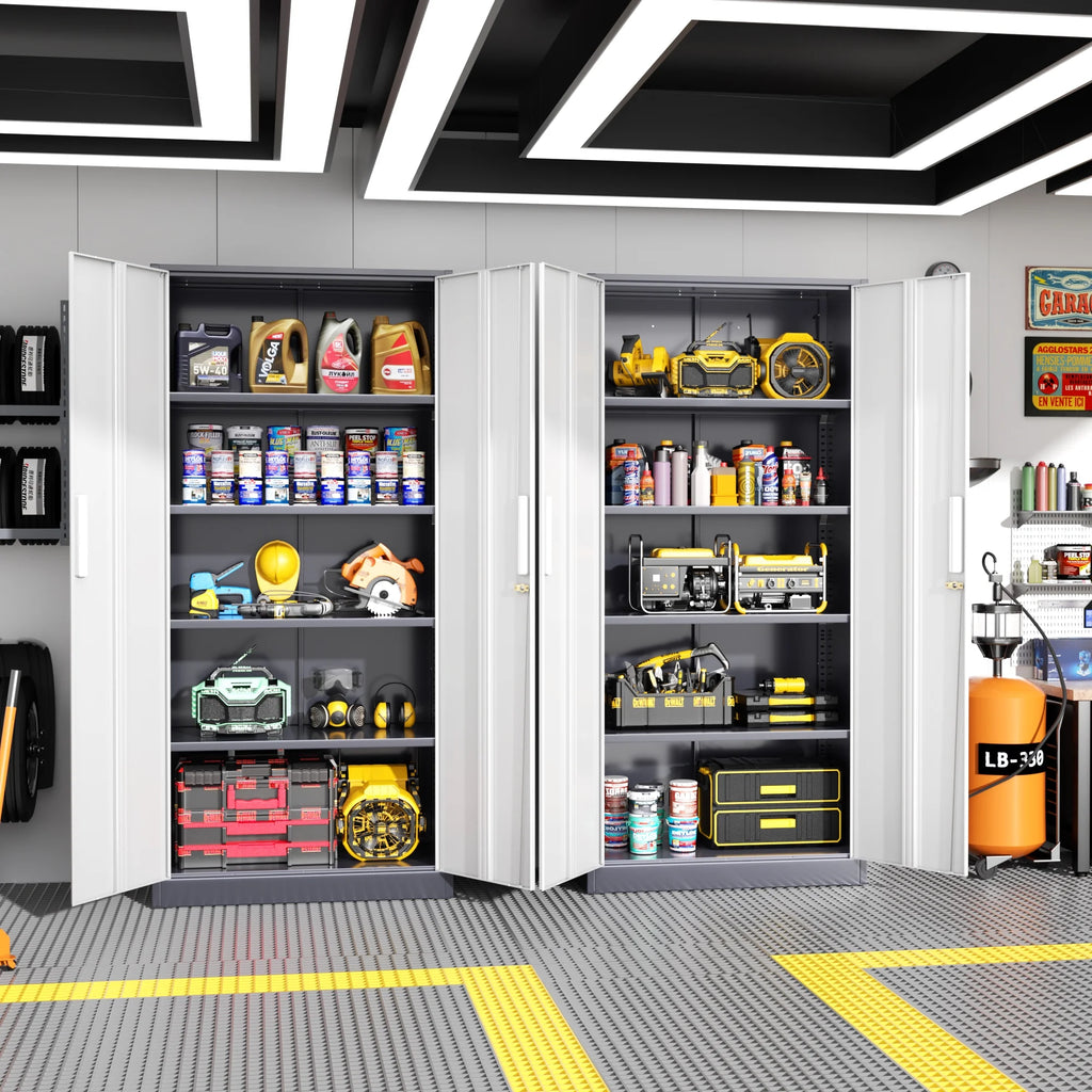 SOLAURA 71 Armoire de rangement métallique pour garage avec portes verrouillables et étagères réglables pour maison, bureau (Noir)