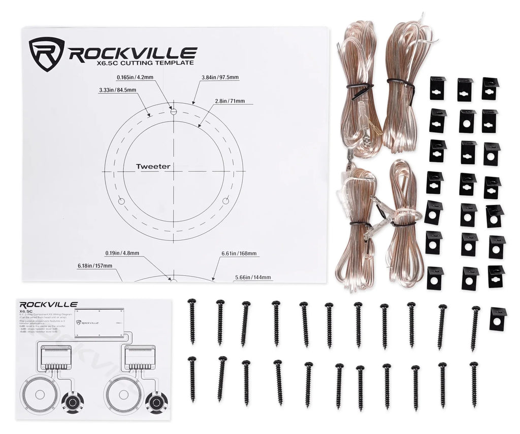 2) Pares Rockville X6.5C Competition 6.5 1000 Watt Haut-parleurs audio voiture à composants