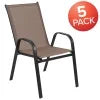 Lot de 5 chaises d’extérieur empilables BizChair noires avec matériau Flex Comfort et structure en métal
