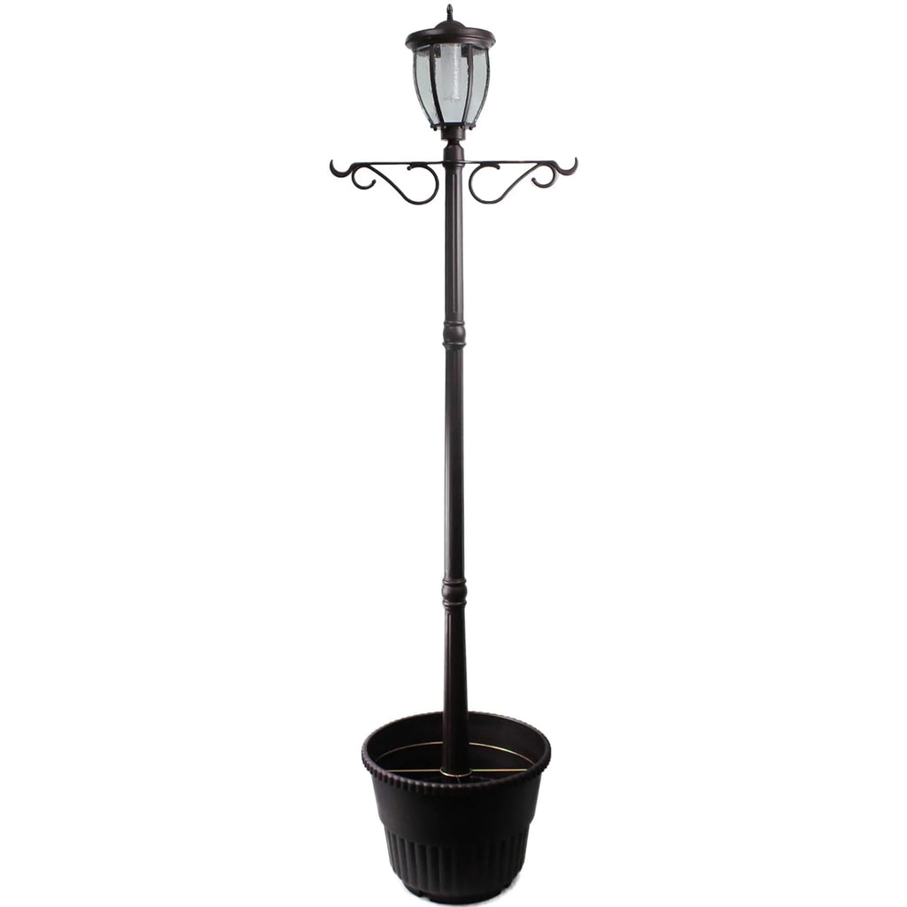 Lampadaire solaire à tête unique et jardinière Sun-Ray Kenwick de 7 pieds, bronze