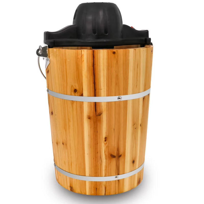 Elite Cuisine EIM569  Sorbetière électrique/manuelle Old Fashioned en pin de 6 pintes