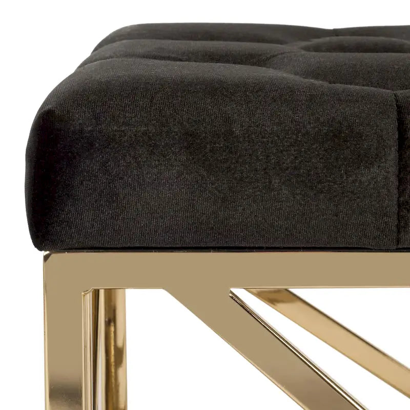 Nolie Black/ Gold Tufted Rectangular Bench - 48.5 x 20.3 x 18 - 49Wx20Dx18H