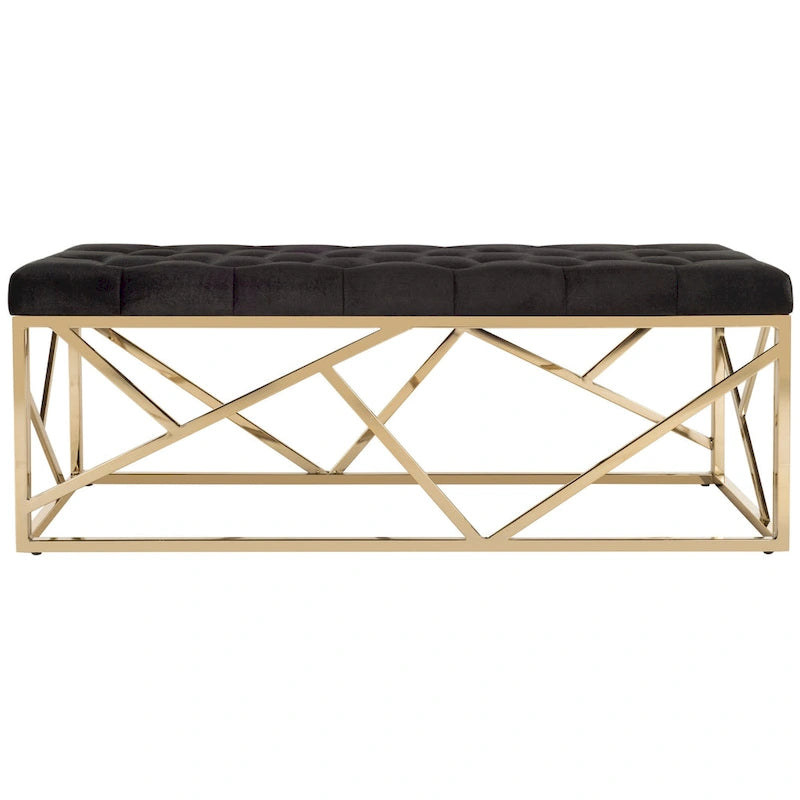Nolie Black/ Gold Tufted Rectangular Bench - 48.5 x 20.3 x 18 - 49Wx20Dx18H