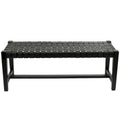 Leather Handmade Woven Seat Bench - Black - Roche River Decor - 18Wx47Lx17H