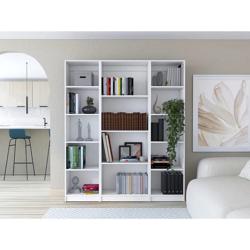 Lot de 3 bibliothèques 4 étagères de 152,4 cm de large