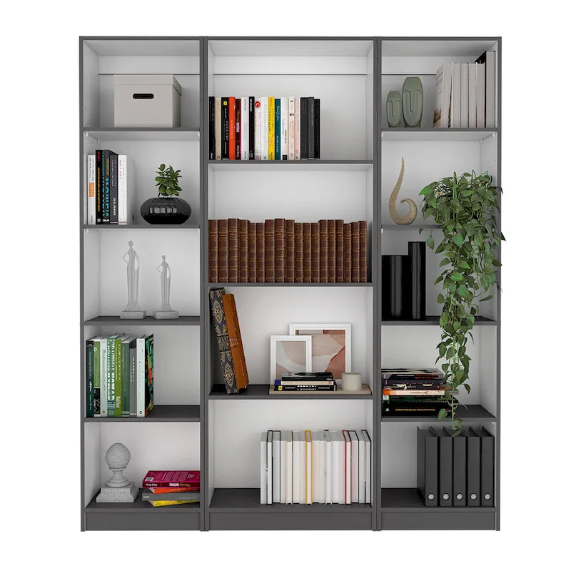 Lot de 3 bibliothèques 4 étagères de 152,4 cm de large