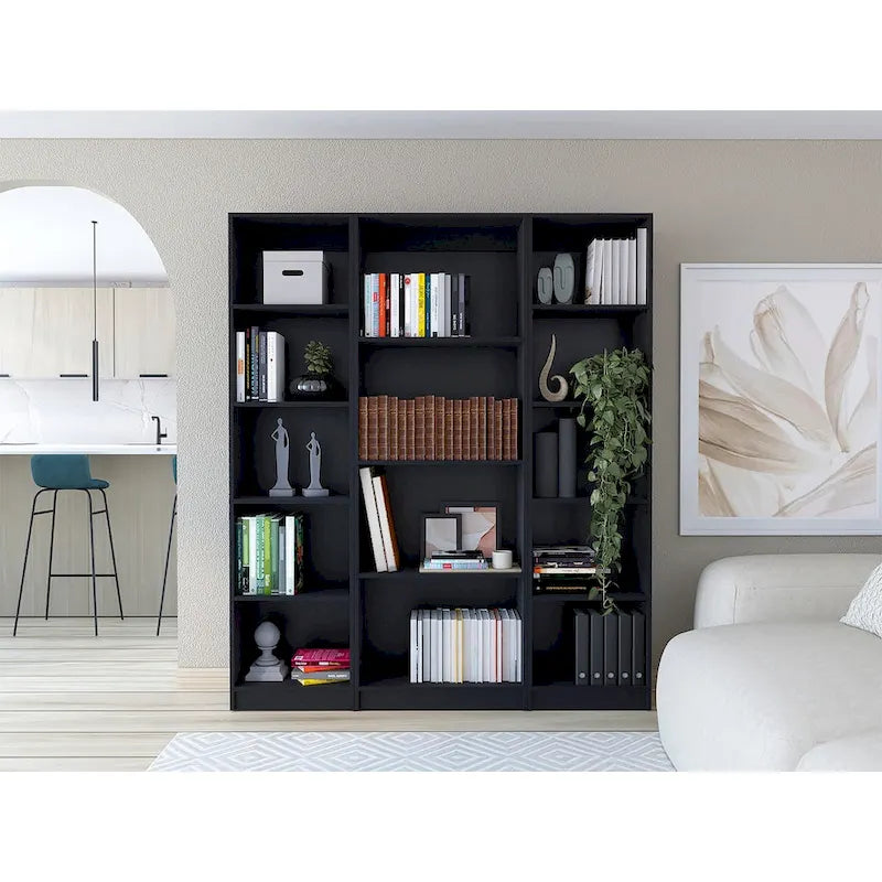 Lot de 3 bibliothèques 4 étagères de 152,4 cm de large