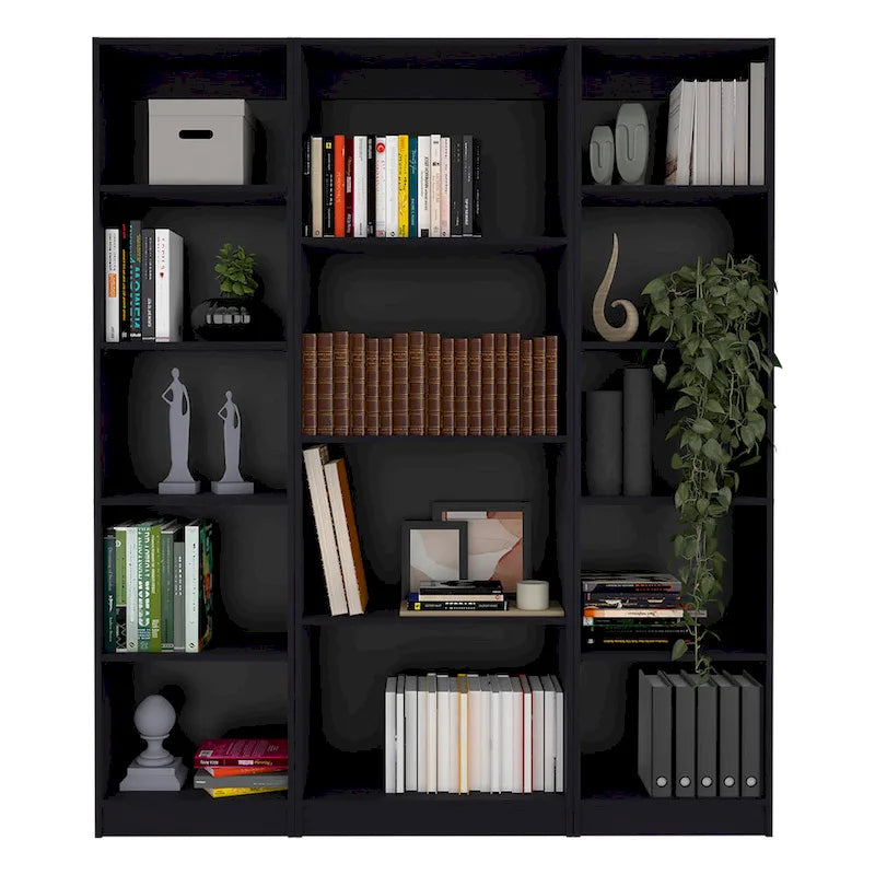 Lot de 3 bibliothèques 4 étagères de 152,4 cm de large