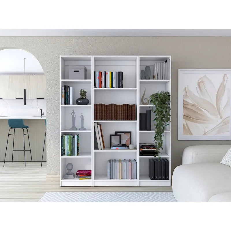 Lot de 3 bibliothèques 4 étagères de 152,4 cm de large