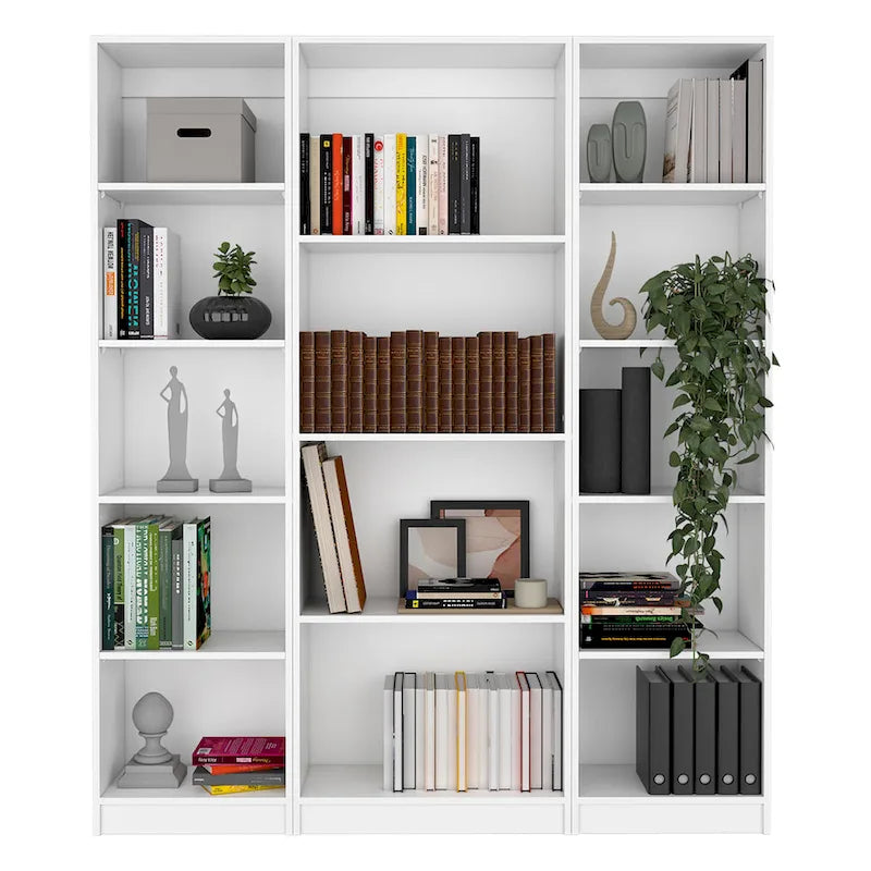 Lot de 3 bibliothèques 4 étagères de 152,4 cm de large