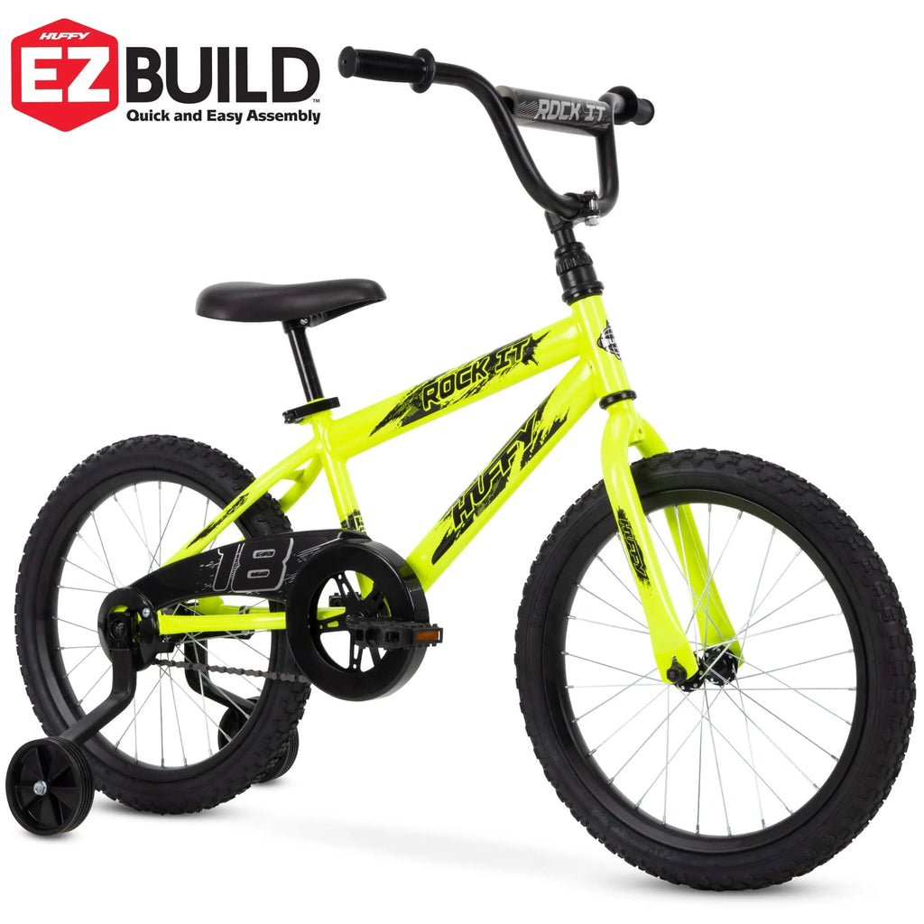 Vélo pour enfant Rock It Boy 18 po, jaune poudré fluo