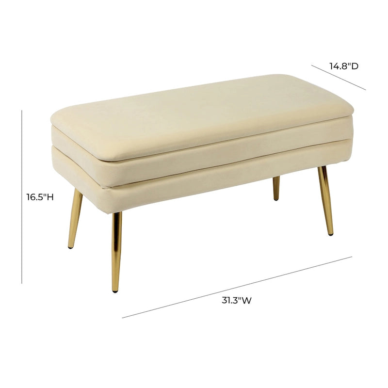 Banc de rangement crème
