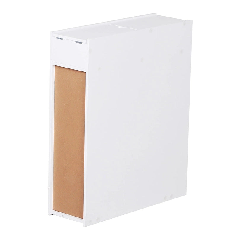 Organisateur de sol de salle de bain, meuble de rangement étroit autoportant peu encombrant, porte-papier toilette de bain avec tiroirs, blanc