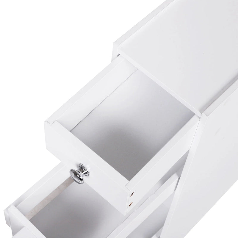 Organisateur de sol de salle de bain, meuble de rangement étroit autoportant peu encombrant, porte-papier toilette de bain avec tiroirs, blanc