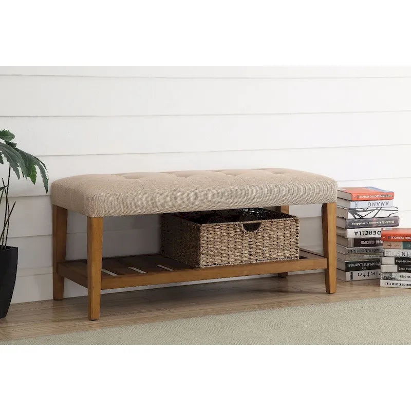 Wooden Bench, Beige & Oak