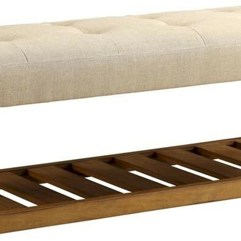 Banc en bois, beige et chêne