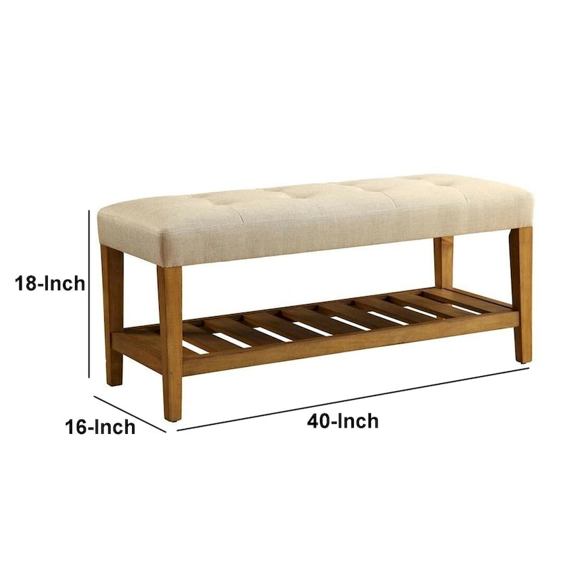Banc en bois, beige et chêne
