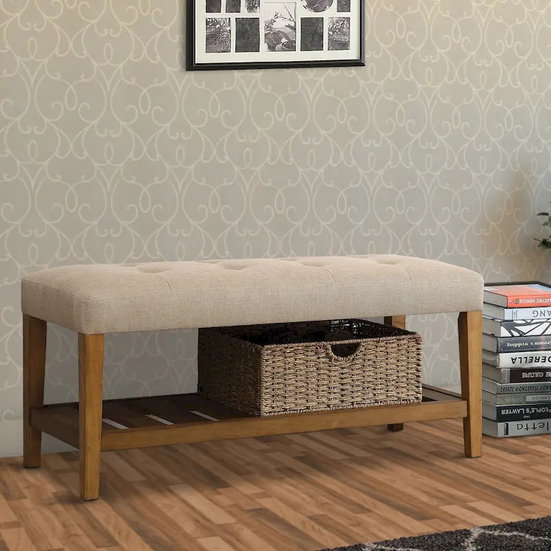 Banc en bois, beige et chêne