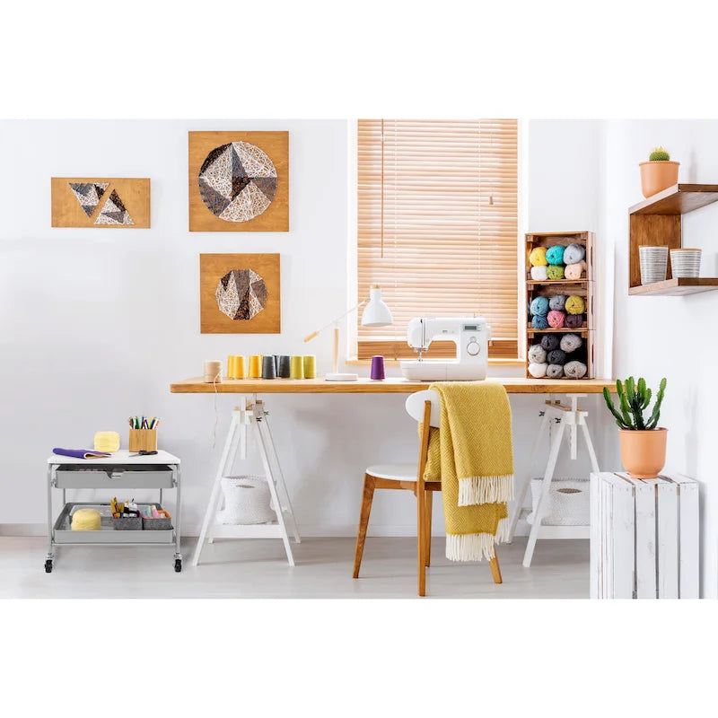 Meuble de rangement/Support d'imprimante sous le bureau, argent/blanc