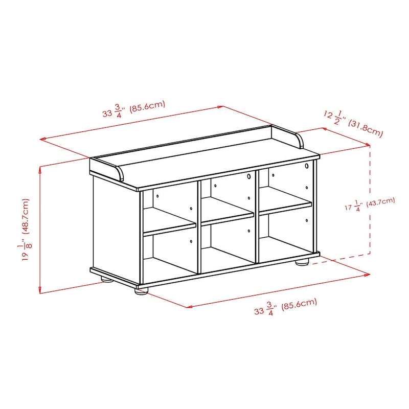Storage Bench with Seat Cushion, Espresso and Black - 33.7 x 12.52 x 19.17 inches