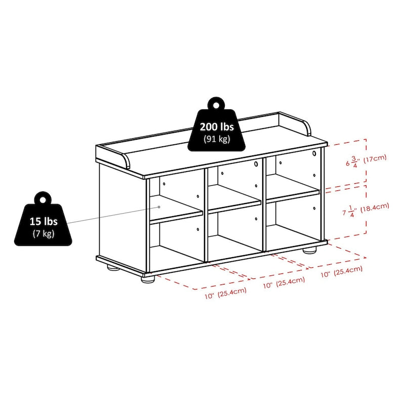 Banc de rangement avec coussin d'assise, espresso et noir - 33,7 x 12,52 x 19,17 pouces