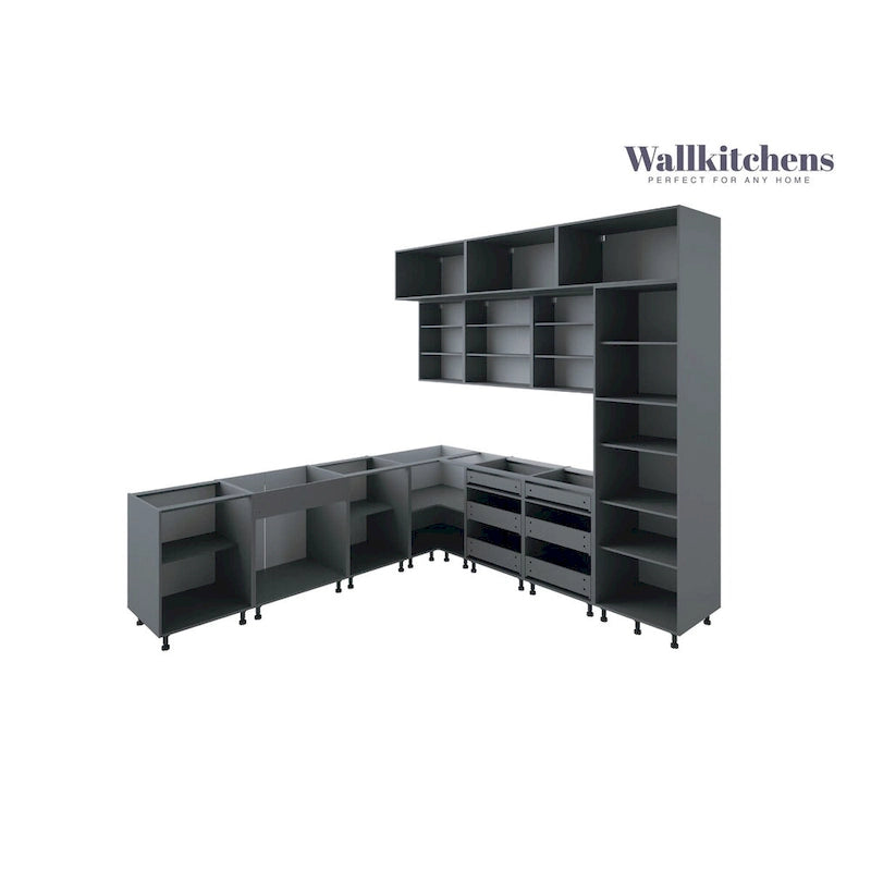 Cuisine en teck naturel et base noire, taille 9 pieds de large - 108x24