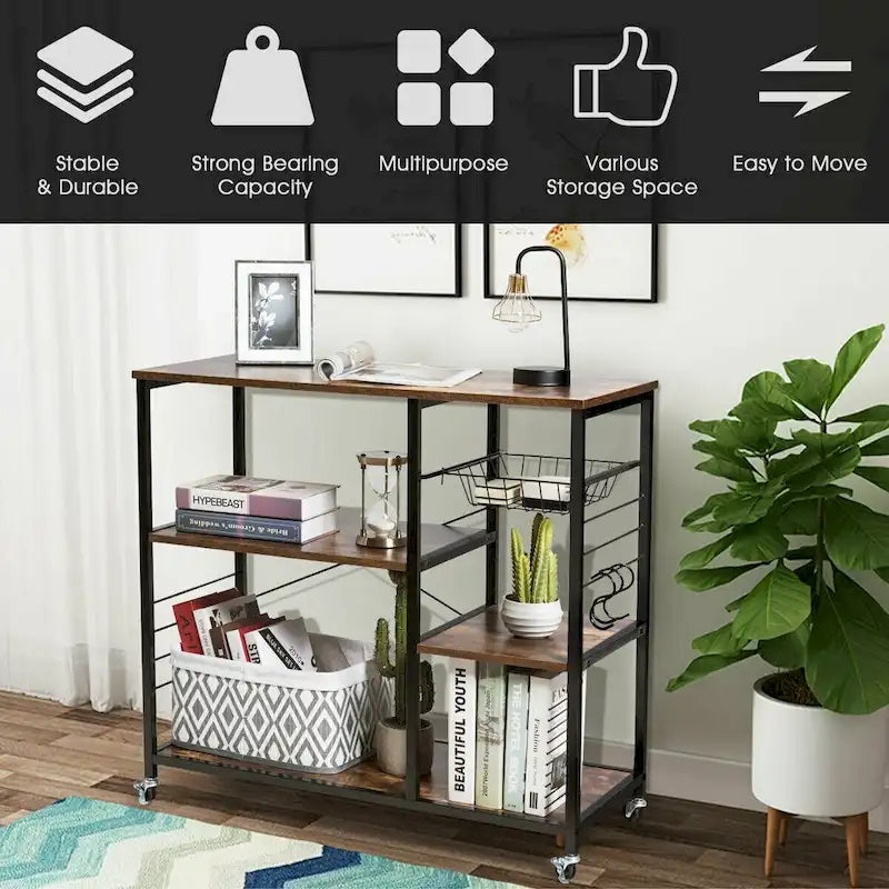 Rolling Industrial Kitchen Bakers Storage Shelf