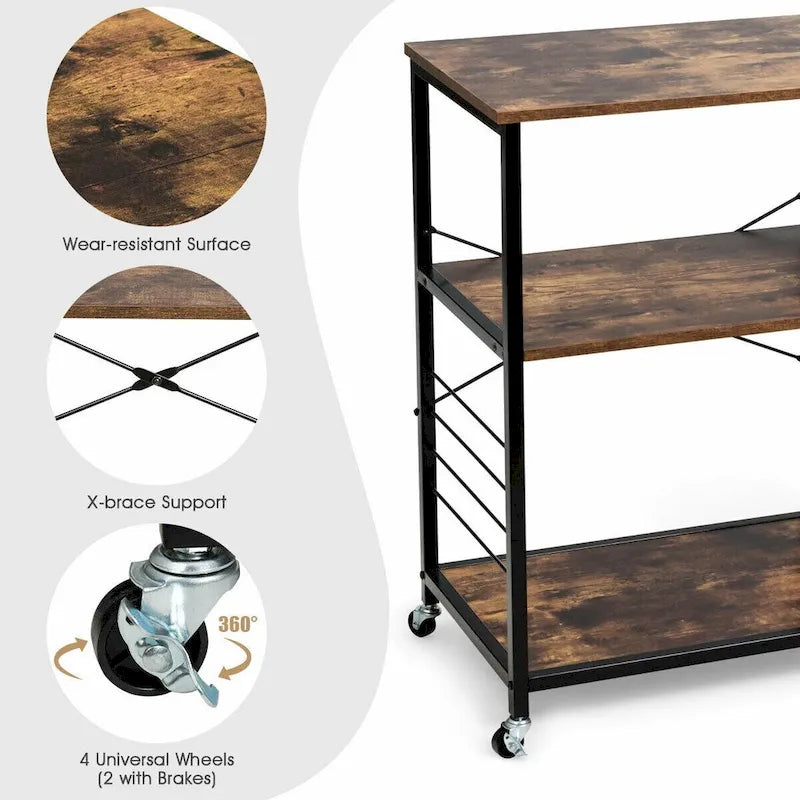 Rolling Industrial Kitchen Bakers Storage Shelf