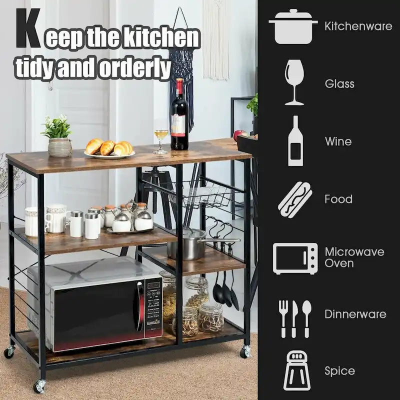 Rolling Industrial Kitchen Bakers Storage Shelf