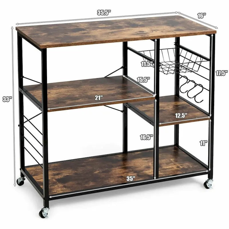 Rolling Industrial Kitchen Bakers Storage Shelf