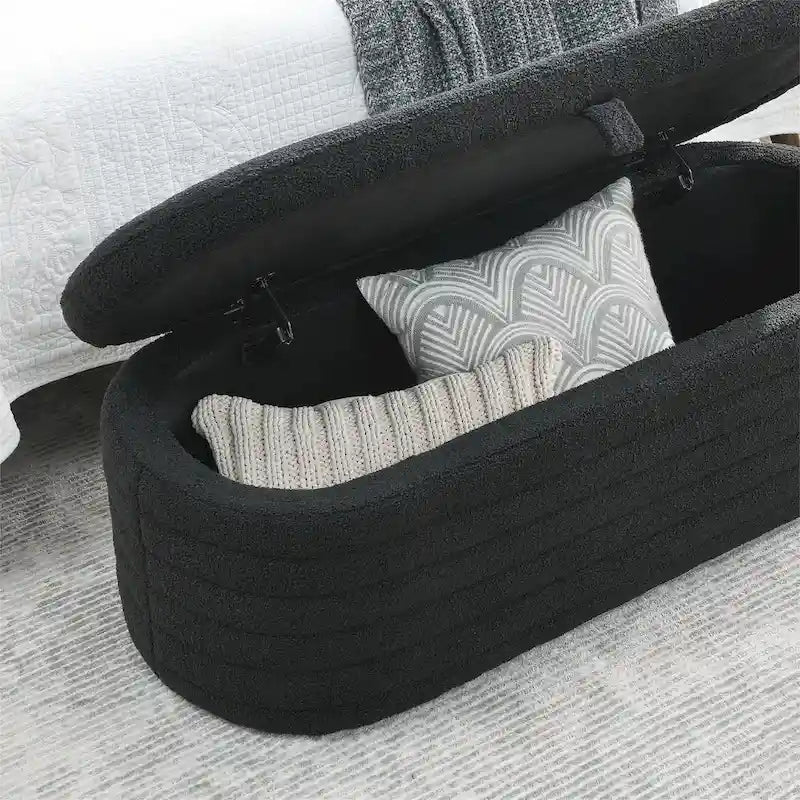 Banc de rangement avec charnière de sécurité