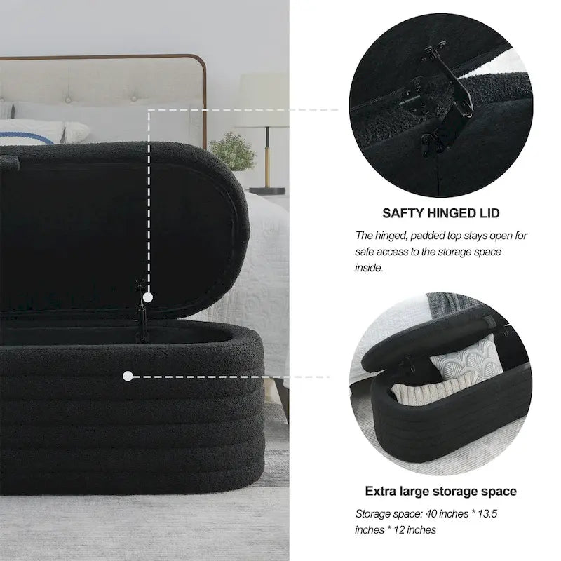 Banc de rangement avec charnière de sécurité
