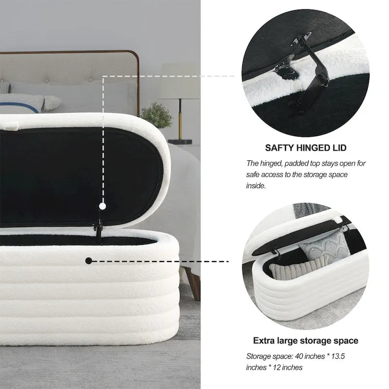 Banc de rangement avec charnière de sécurité