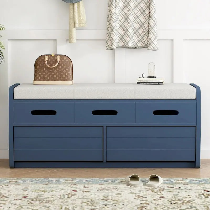 Rustic Storage Bench with Drawers and Hidden Storage