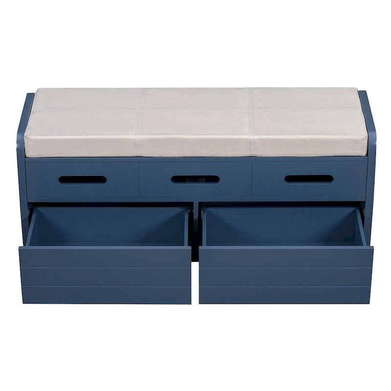 Banc de rangement rustique avec tiroirs et rangement dissimulé