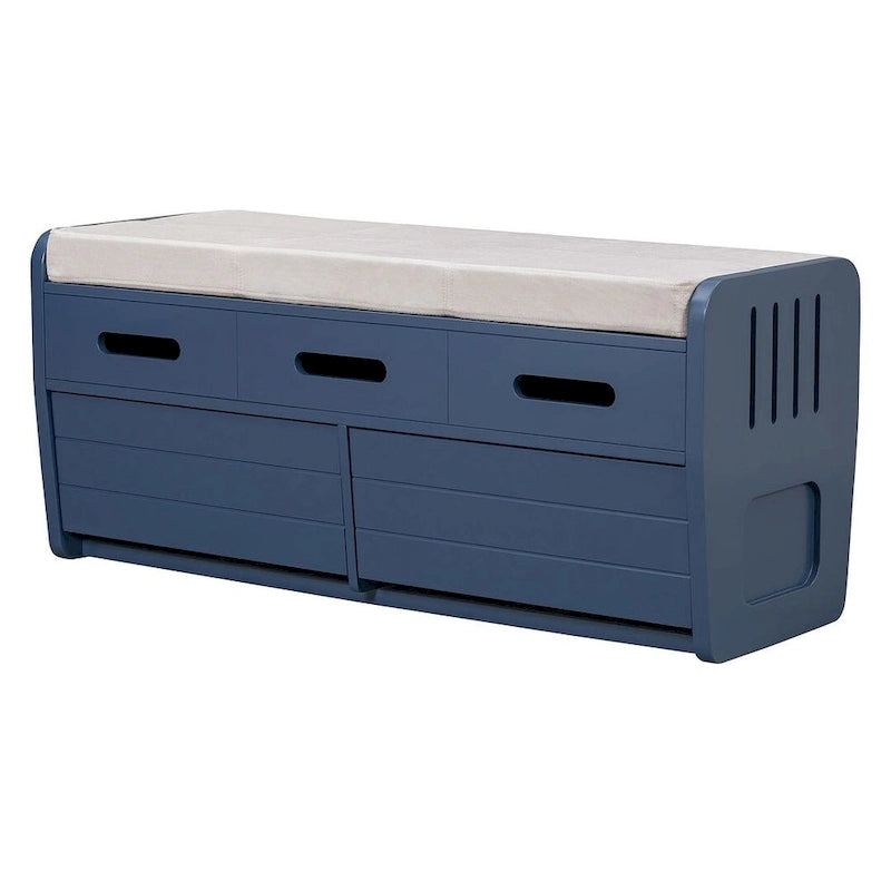 Banc de rangement rustique avec tiroirs et rangement dissimulé