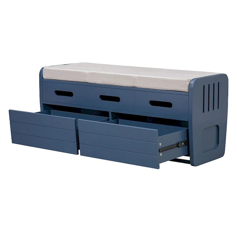 Banc de rangement rustique avec tiroirs et rangement dissimulé