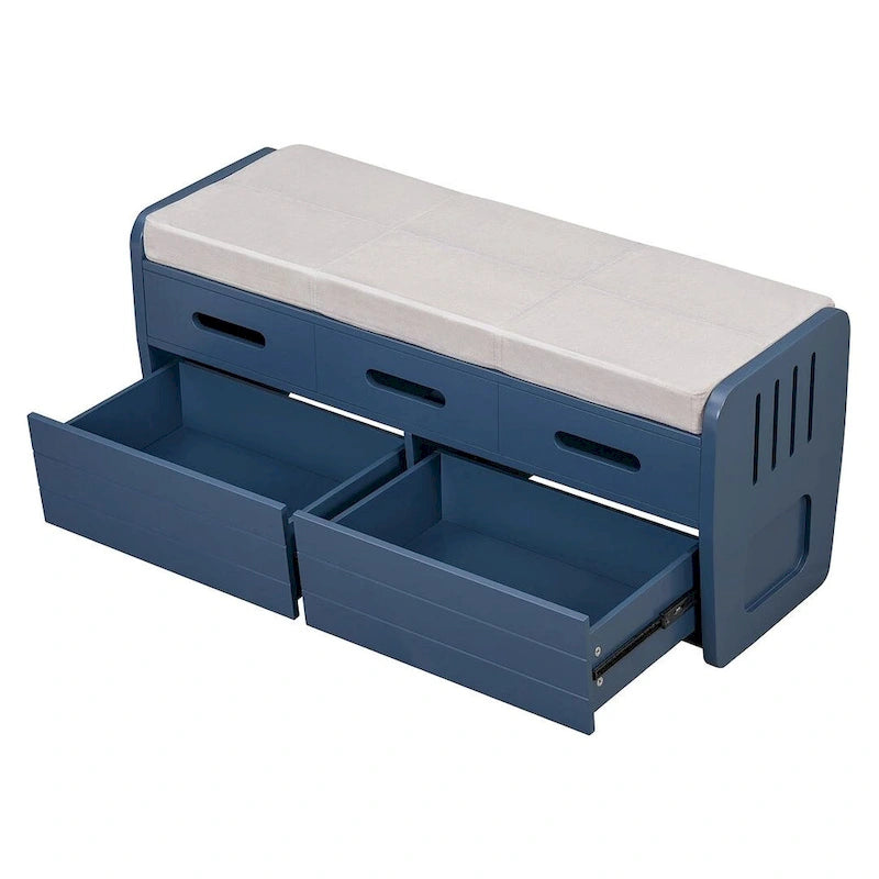 Banc de rangement rustique avec tiroirs et rangement dissimulé