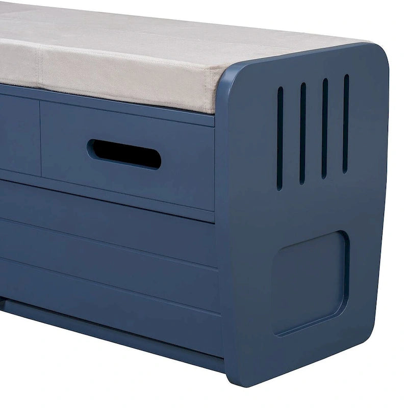 Banc de rangement rustique avec tiroirs et rangement dissimulé
