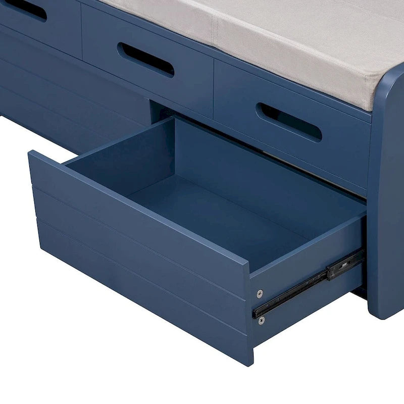 Banc de rangement rustique avec tiroirs et rangement dissimulé
