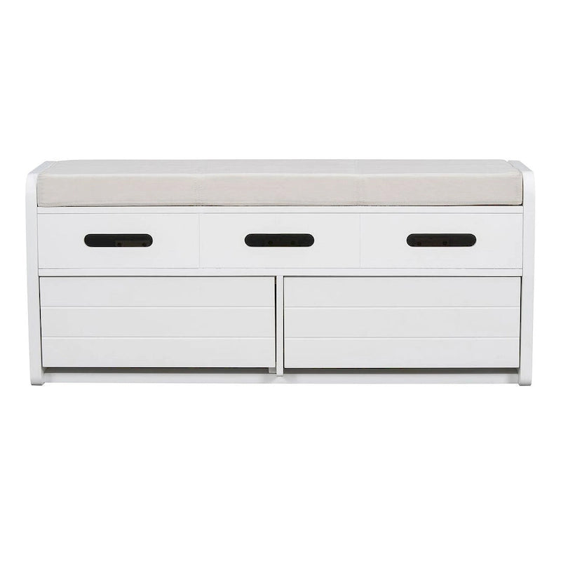 Banc de rangement rustique avec tiroirs et rangement dissimulé