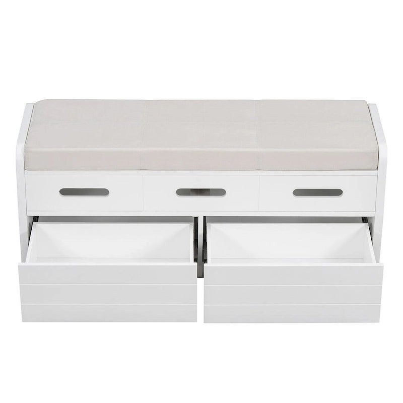 Banc de rangement rustique avec tiroirs et rangement dissimulé