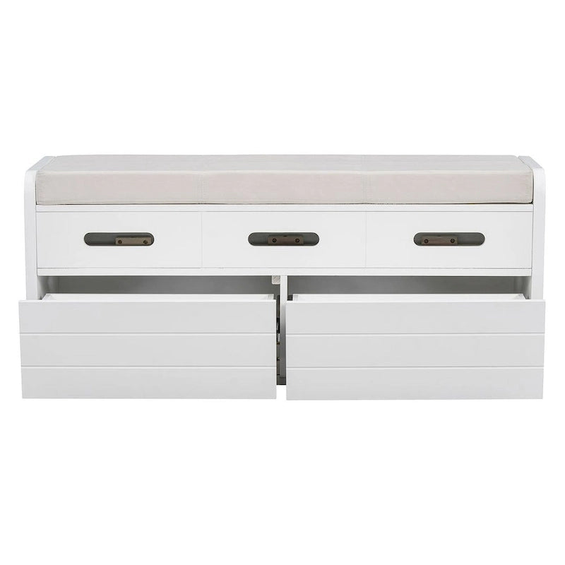 Banc de rangement rustique avec tiroirs et rangement dissimulé