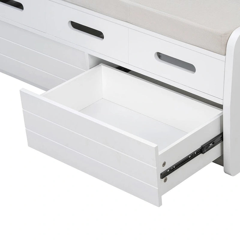 Banc de rangement rustique avec tiroirs et rangement dissimulé
